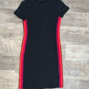 Black dress with stripes on the side